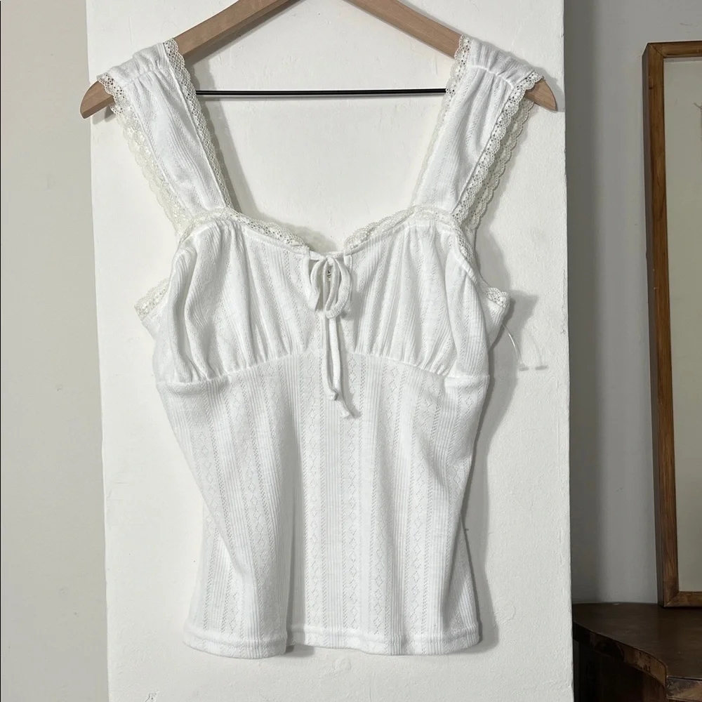 Mine White Lace Strap Tank Top - Picture 1 of 7